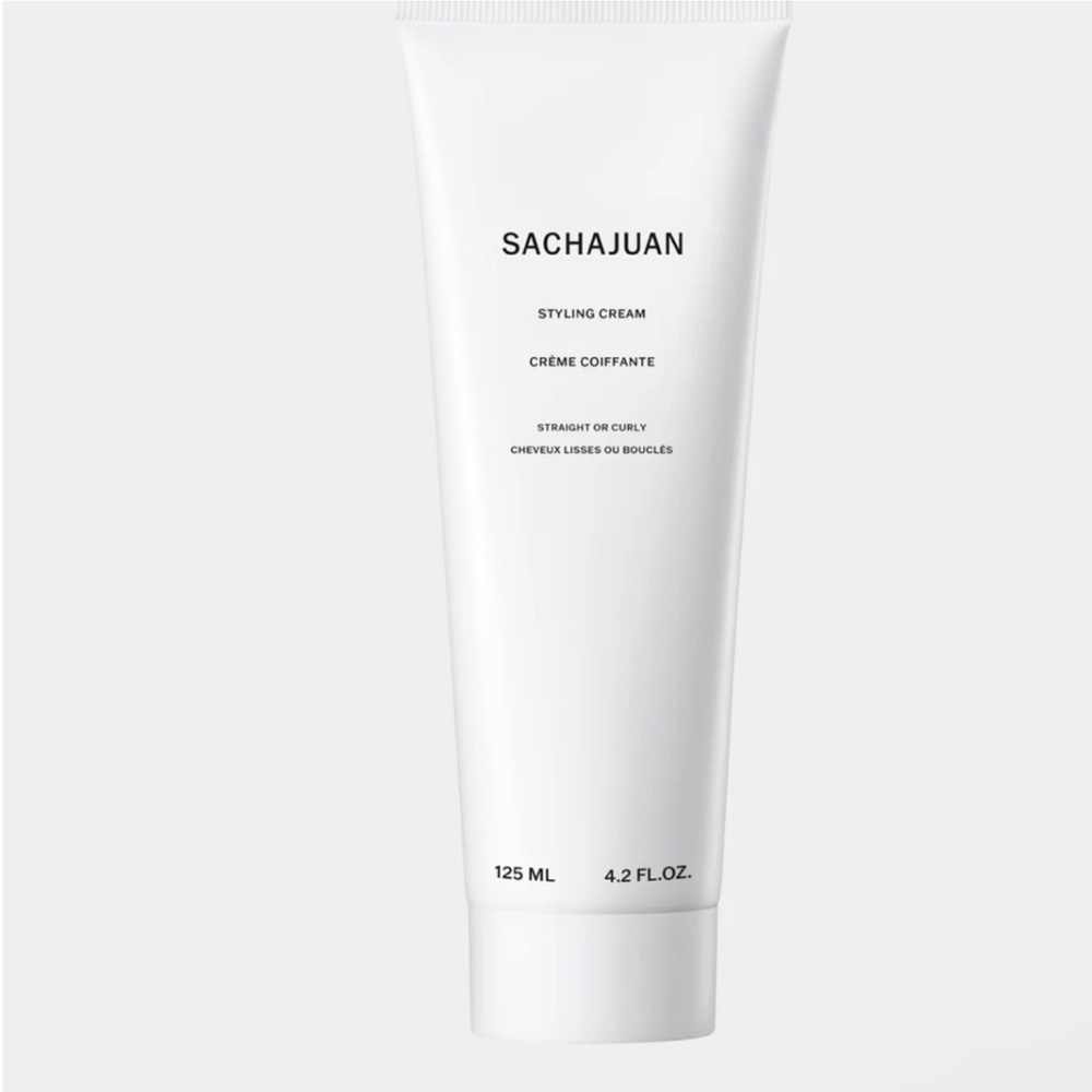 Sachajuan Styling Cream light heat protection, curly or straight adds shine